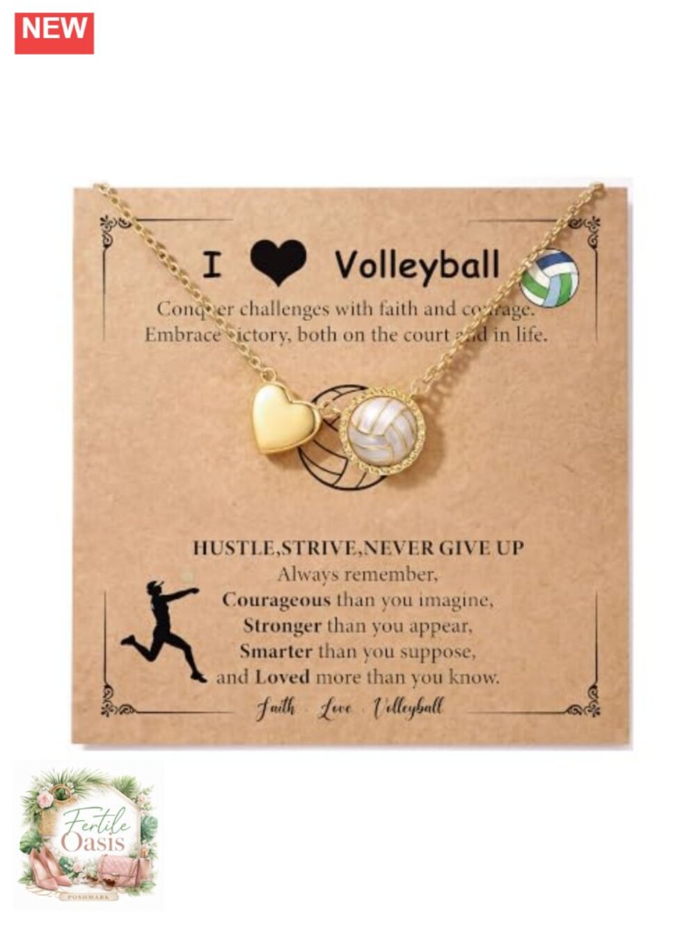 14K Gold Plated Sports Heart Necklace Women Pendant